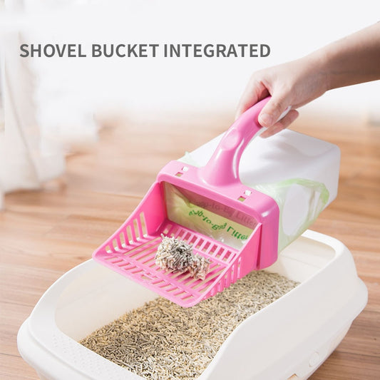 Cat Litter Shovel Pet Manure Processor with Bucket Integrated Convenient Cat Litter Shovel Pet Cat Supplies Cat Litter