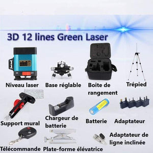 Niveau laser rotatif 360 degrés auto-nivelant 12 lignes  avec télécommande sans fil Trouvercliker