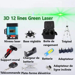 360 Degree Rotating Laser Level Self-Leveling 12 Lines with Wireless Remote Findclicker
