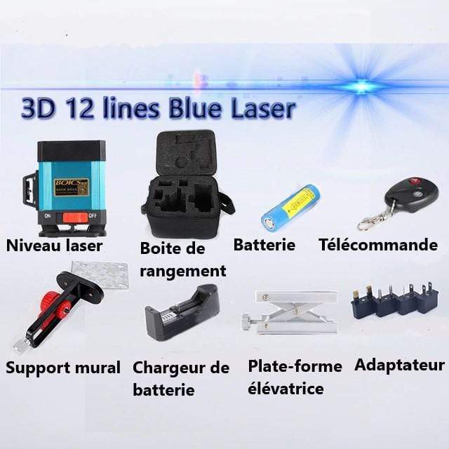 360 Degree Rotating Laser Level Self-Leveling 12 Lines with Wireless Remote Findclicker